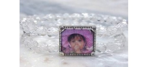Sterling Silver Single Frame Crystal Memory Bracelet